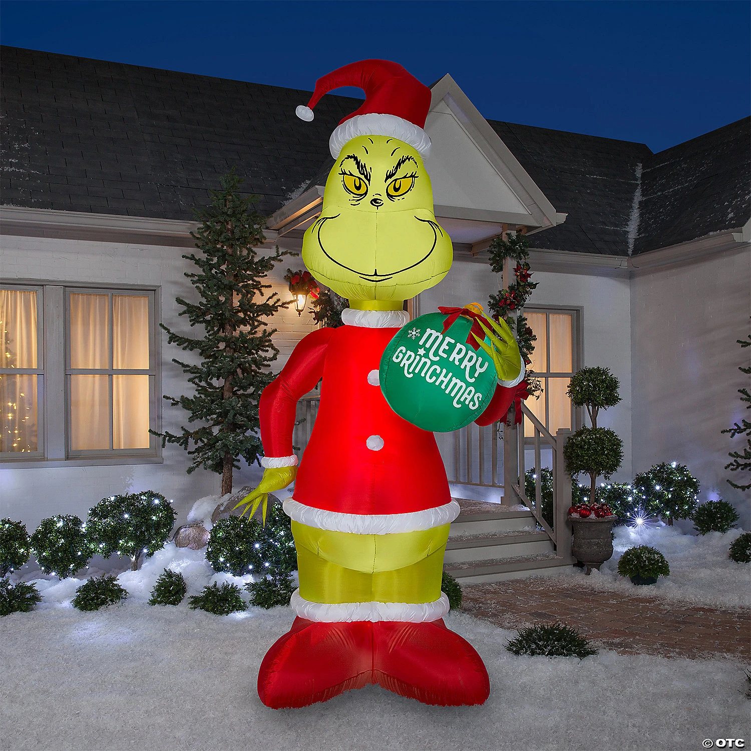 11 Ft. Blow-Up Inflatable Santa Grinch With Ornament & Built-In LED Lights Outdoor Yard Decoration 2 11 Ft. Blow-Up Inflatable Santa Grinch With Ornament & Built-In LED Lights Outdoor Yard Decoration - Image 2