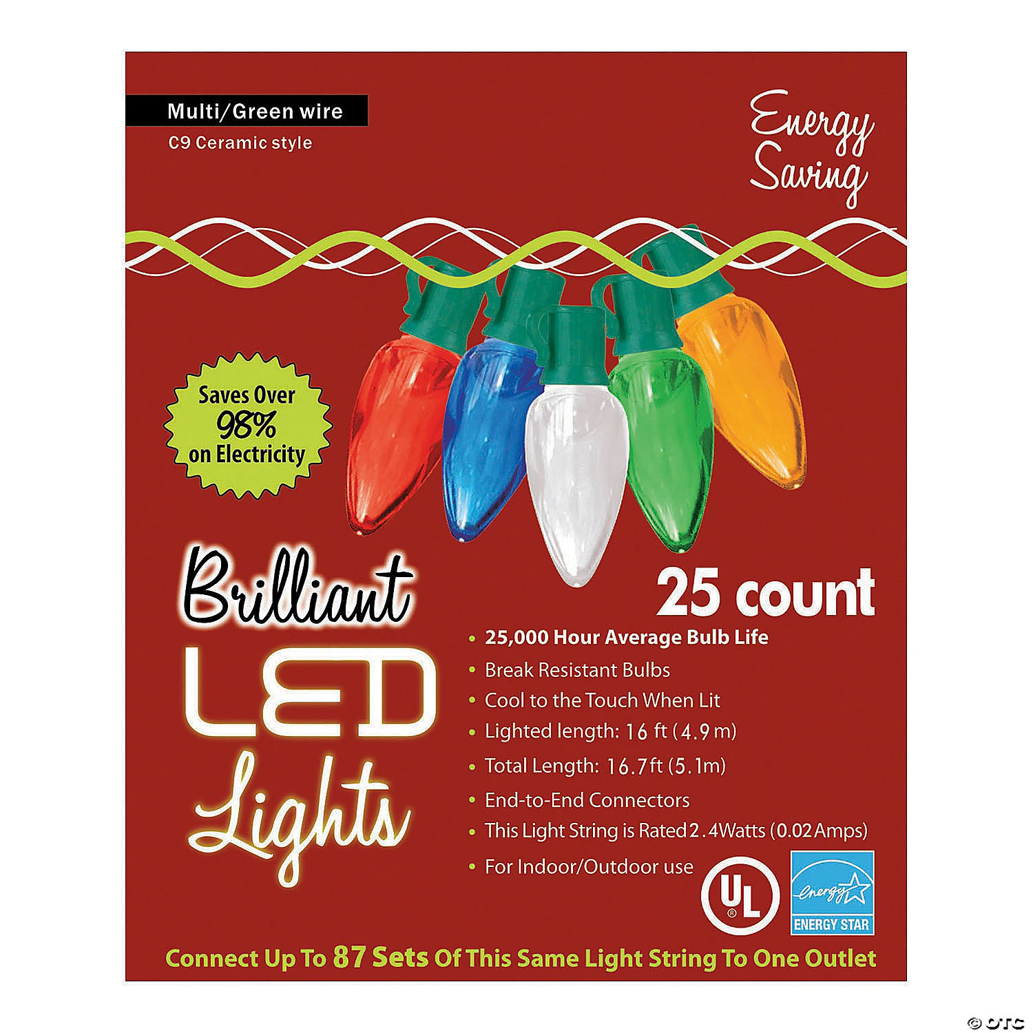 25-Count C9 LED Multicolor Holiday String Lights 1 25-Count C9 LED Multicolor Holiday String Lights