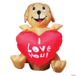 4 Ft. Inflatable Dog With Heart Outdoor Yard Decoration