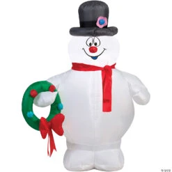 42" Blow Up Inflatable Frosty The Snowman Holding Wreath Outdoor Yard Decoration