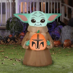 42" Blow-Up Inflatable Star Wars The Mandalorian Grogu The Child With Pumpkin & Built-In LED Lights Outdoor Yard Decoration 5 42" Blow-Up Inflatable Star Wars The Mandalorian Grogu The Child With Pumpkin & Built-In LED Lights Outdoor Yard Decoration -Spooky Fun Sales Store 42 blow up inflatable star wars the mandalorian grogu the child with pumpkin and built in led lights outdoor yard decorationss226677g a01