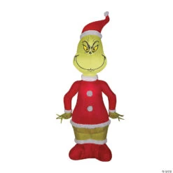 48" Blow Up Inflatable Grinch In Santa Suit Outdoor Yard Decoration