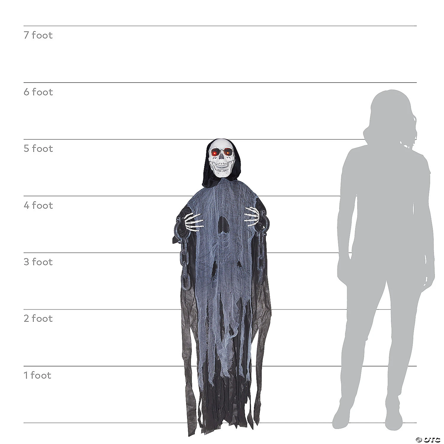 5' Lightup Hanging Ghost Skeleton In Chains Decoration 2 5' Lightup Hanging Ghost Skeleton In Chains Decoration - Image 2