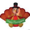 54" Blow-Up Inflatable Turkey With Banner & Built-In LED Lights Outdoor Yard Decoration