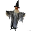 6' Scarecrow Pumpkin With Hat Animated Prop