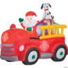 61" Blow Up Inflatable Santa Driving Fire Truck Outdoor Yard Decoration