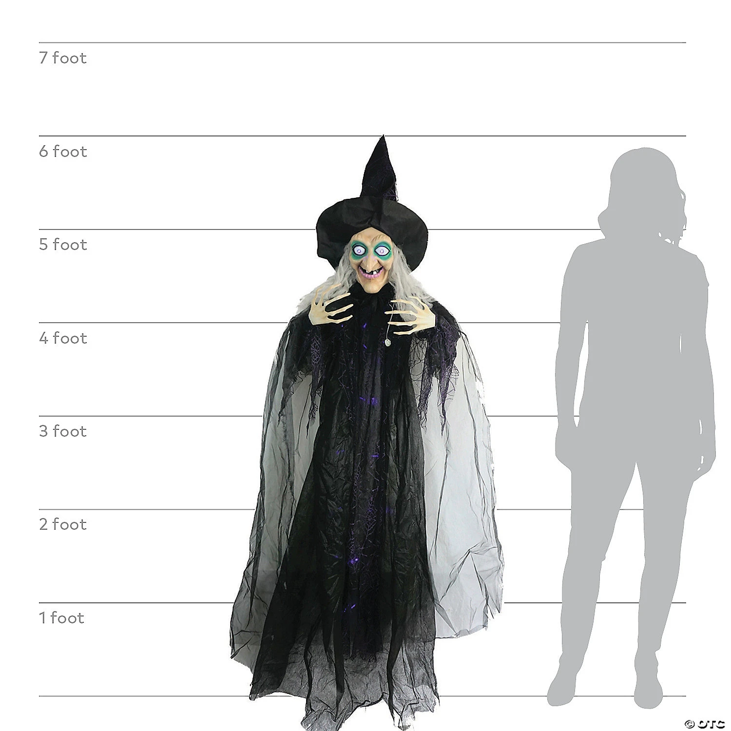 72" Animated Hanging Witch Halloween Decoration 2 72" Animated Hanging Witch Halloween Decoration - Image 2