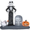 74" Blow-Up Inflatable Nightmare Before Christmas Jack Skellington In Graveyard With Built-In LED Lights Outdoor Yard Decoration