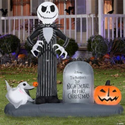 74" Blow-Up Inflatable Nightmare Before Christmas Jack Skellington In Graveyard With Built-In LED Lights Outdoor Yard Decoration 5 74" Blow-Up Inflatable Nightmare Before Christmas Jack Skellington In Graveyard With Built-In LED Lights Outdoor Yard Decoration -Spooky Fun Sales Store 74 blow up inflatable nightmare before christmas jack skellington in graveyard with built in led lights outdoor yard decorationss227161g a02
