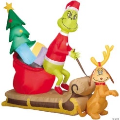 77" Blow Up Inflatable Grinch & Max Outdoor Yard Decoration