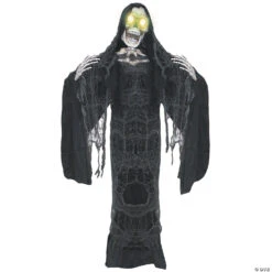 Black Reaper With Moving Mouth Halloween Decoration
