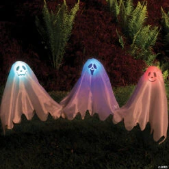Color-Changing Ghosts On Posts Halloween Yard Decoration - 3 Pc. -Spooky Fun Sales Store color changing ghosts on posts halloween yard decoration 3 pcfw91696 a01