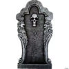 Creepy Silver Skull Tombstone Decoration