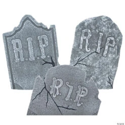 Crooked Tombstone Halloween Yard Decoration - Set Of 3