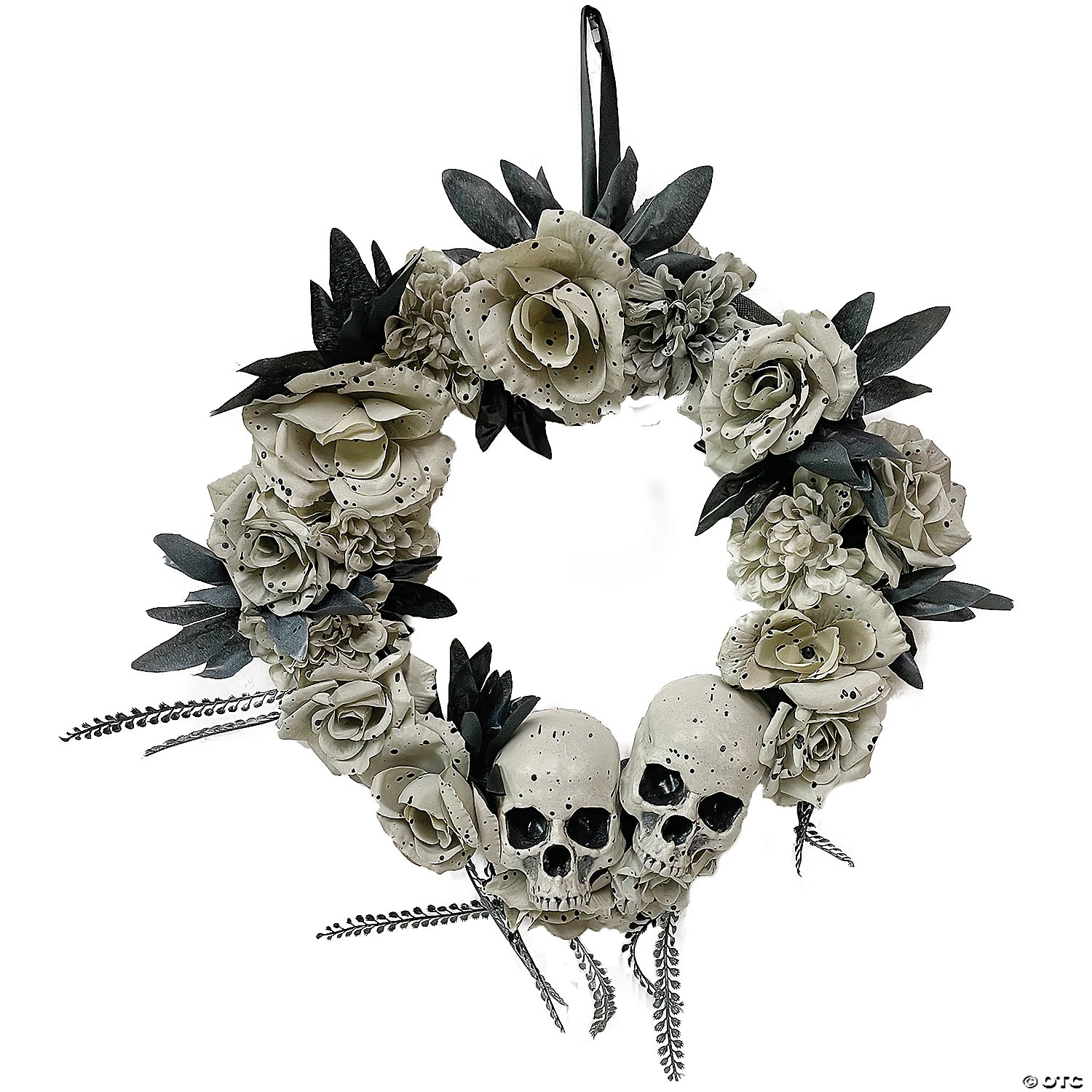 Elegant Skull & Roses Halloween Wreath 1 Elegant Skull & Roses Halloween Wreath