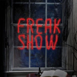 Glowing Neon LED Freak Show Light Up Sign 6 Glowing Neon LED Freak Show Light Up Sign -Spooky Fun Sales Store glowing neon led freak show light up signss72732g a02