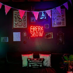 Glowing Neon LED Freak Show Light Up Sign 7 Glowing Neon LED Freak Show Light Up Sign -Spooky Fun Sales Store glowing neon led freak show light up signss72732g a03