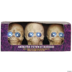 Lighted Skull Pathway Markers Decoration - Set Of 3 -Spooky Fun Sales Store lighted skull pathway markers decoration set of 3mp27880c a01