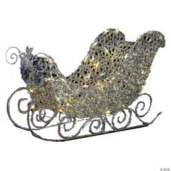 Outdoor Light-Up LED Sleigh With Sparkle Rings