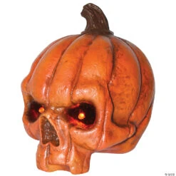 Pumpkin Skull With LED Light-Up Eyes Decoration