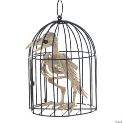 Skeleton Crow In A Cage -Spooky Fun Sales Store skeleton crow in a cagesez53042 a02