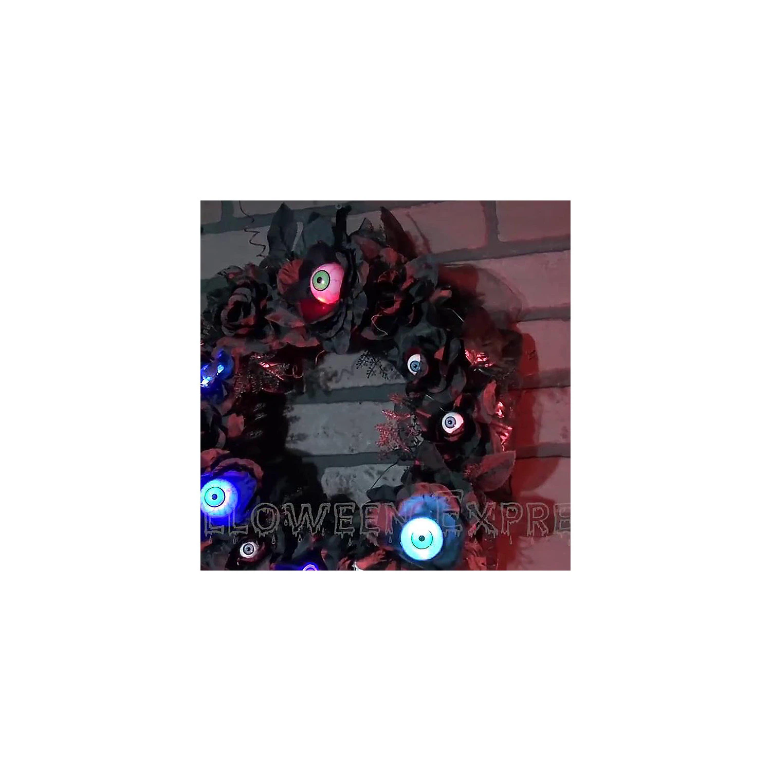 15" Lightup Eyeball Gothic Halloween Wreath 3 15" Lightup Eyeball Gothic Halloween Wreath - Image 3
