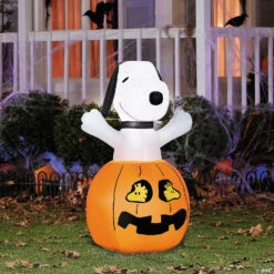 42" Blow-Up Inflatable Peanuts® Snoopy Pumpkin With Built-In LED Lights Outdoor Yard Decoration 3 42" Blow-Up Inflatable Peanuts® Snoopy Pumpkin With Built-In LED Lights Outdoor Yard Decoration -Spooky Fun Sales Store sup snoopy pumpkin with built in led lights outdoor yard decorationss64371g a01