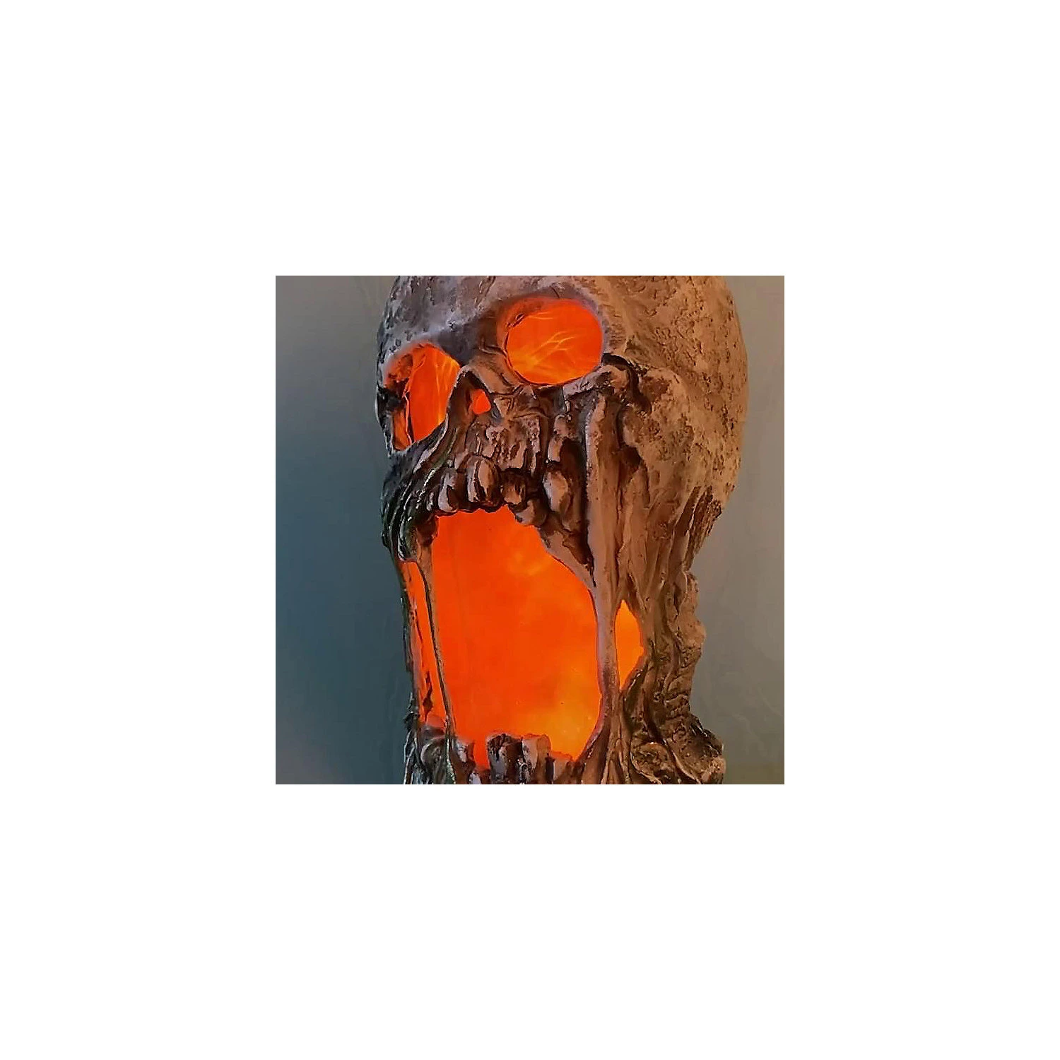 12" Flaming Rotted Skull Animated Prop 5 12" Flaming Rotted Skull Animated Prop - Image 5