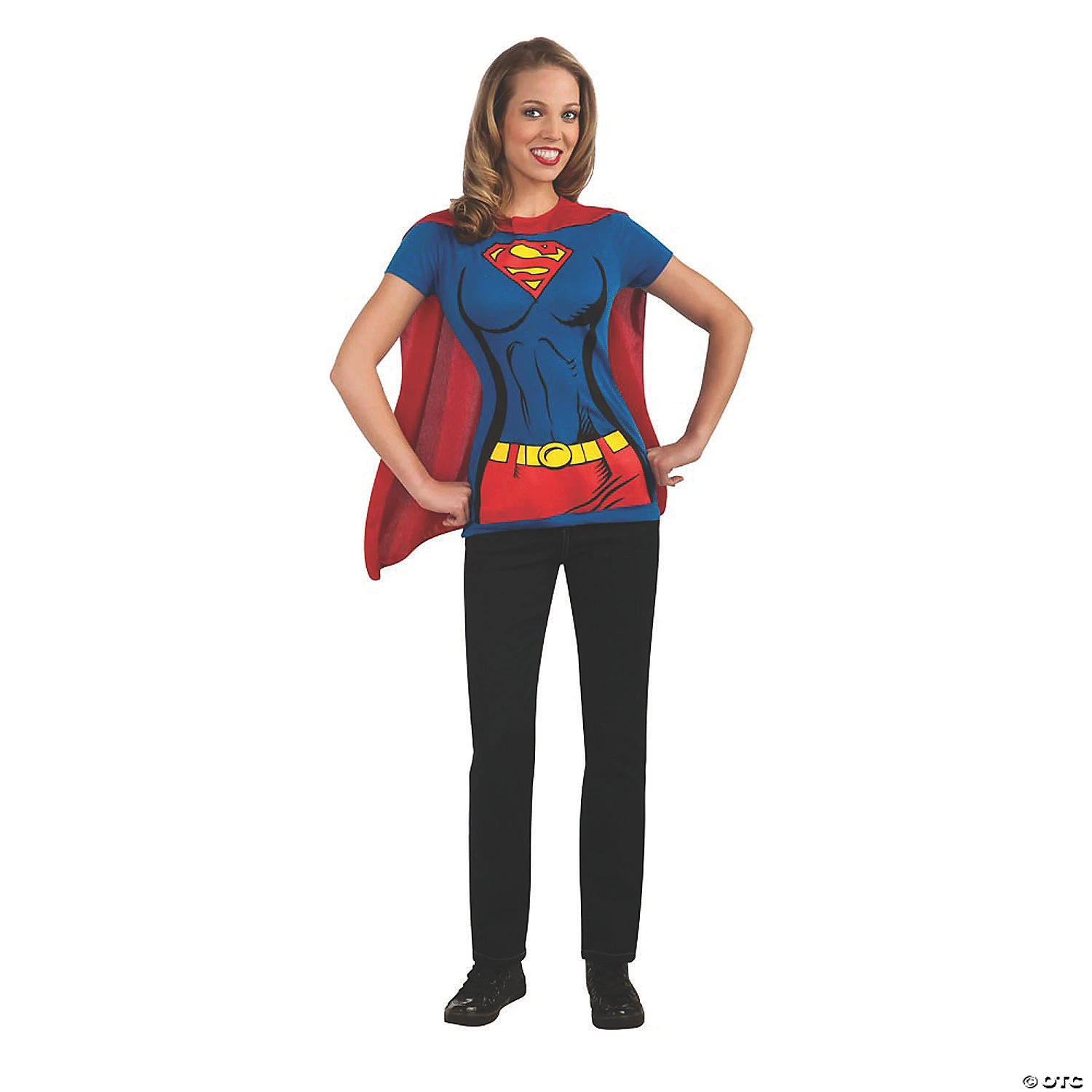 Women’s Supergirl™ Shirt Costume With Cape - Extra Large 1 Women’s Supergirl™ Shirt Costume With Cape - Extra Large