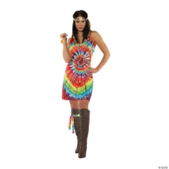 Women's Tie Dye Mini Dress Costume - Medium